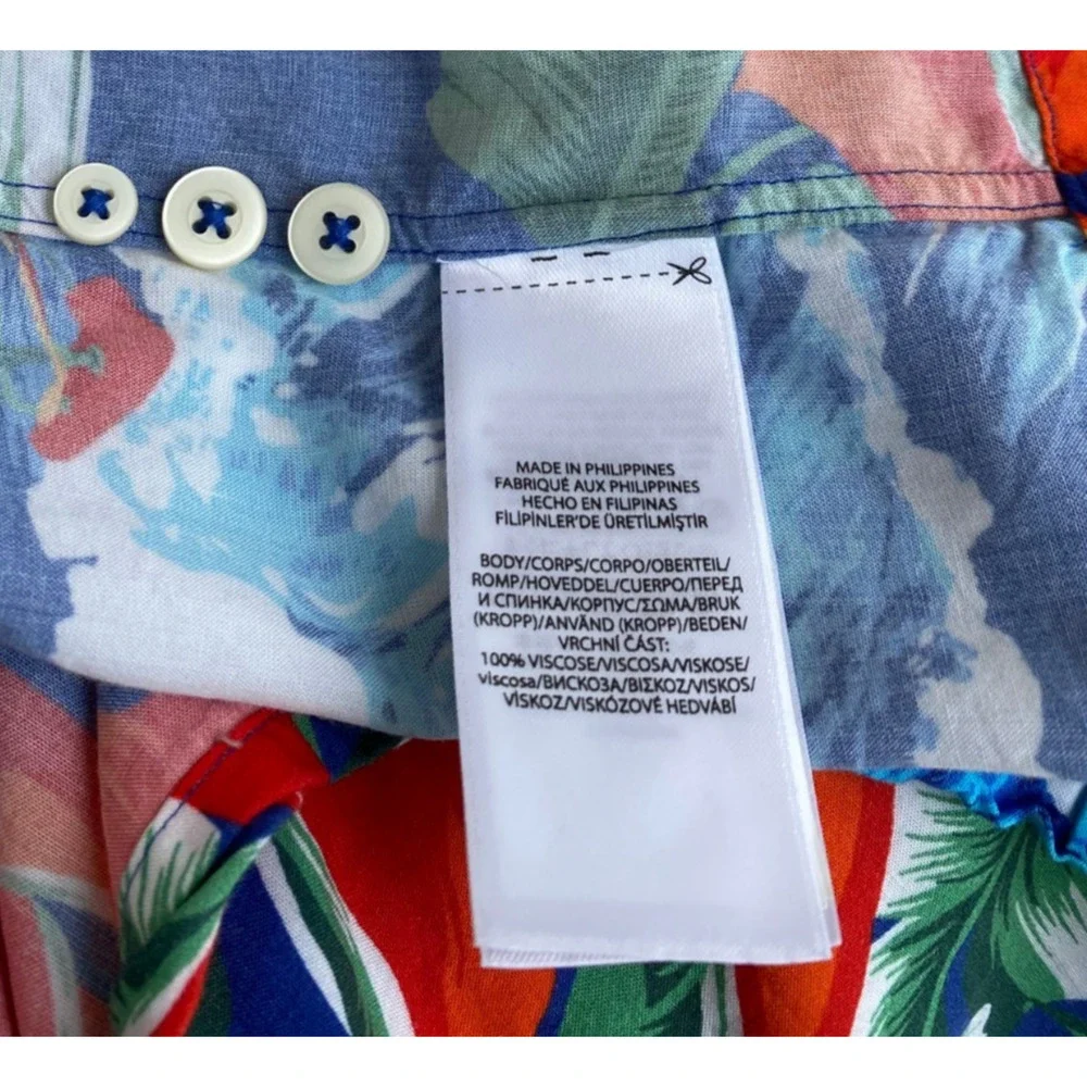 Polo Ralph Lauren Hawaiian Shirt M Tropical Beach Camp Viscose Sailboat Waves